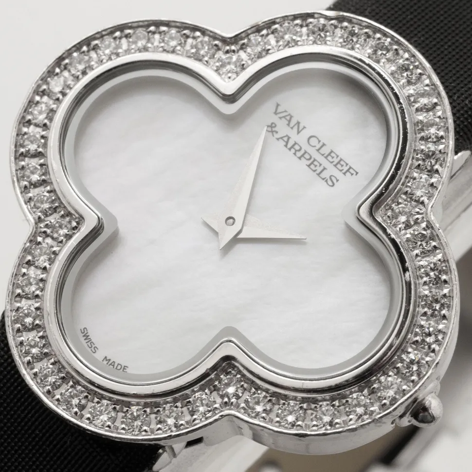 Van Cleef & Arpels Alhambra Wristwatch 18K White Gold Mother of Pearl Dial - HH59335