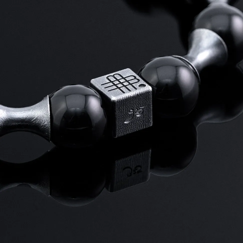 Gebauer & Gebauer Bracelet DARK WAVE, BOLD and STRIKING 925 sterling silver blackened with large onyx stones