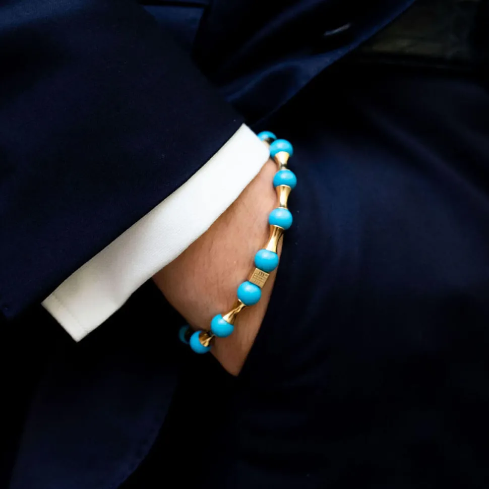 Gebauer & Gebauer Bracelet LIMITED - PURE LUXURY - a precious piece of art - 750 gold with a natural turquoise