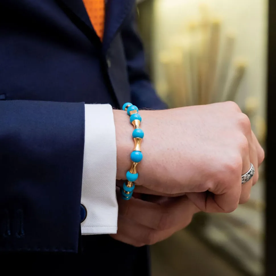 Gebauer & Gebauer Bracelet LIMITED - PURE LUXURY - a precious piece of art - 750 gold with a natural turquoise