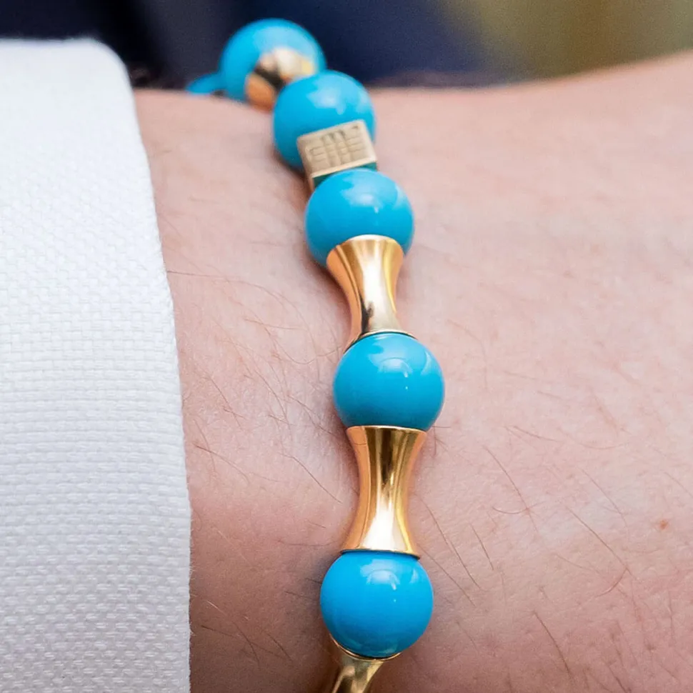 Gebauer & Gebauer Bracelet LIMITED - PURE LUXURY - a precious piece of art - 750 gold with a natural turquoise
