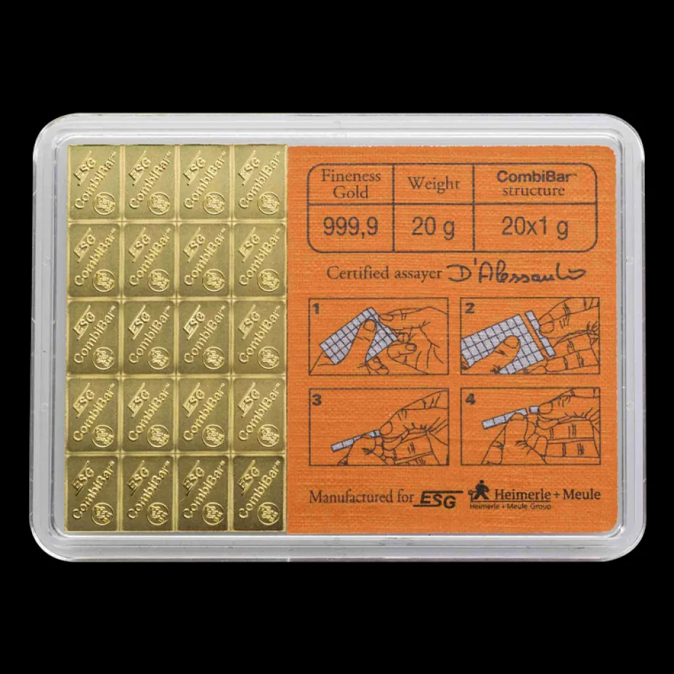 Geiger Edelmetalle Combi bars - 20 g gold .9999 (20 x 1 g) Valcambi