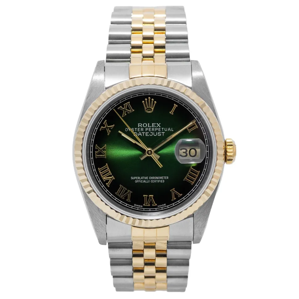 Rolex Datejust 36mm Green Roman Dial 1990 - 16233