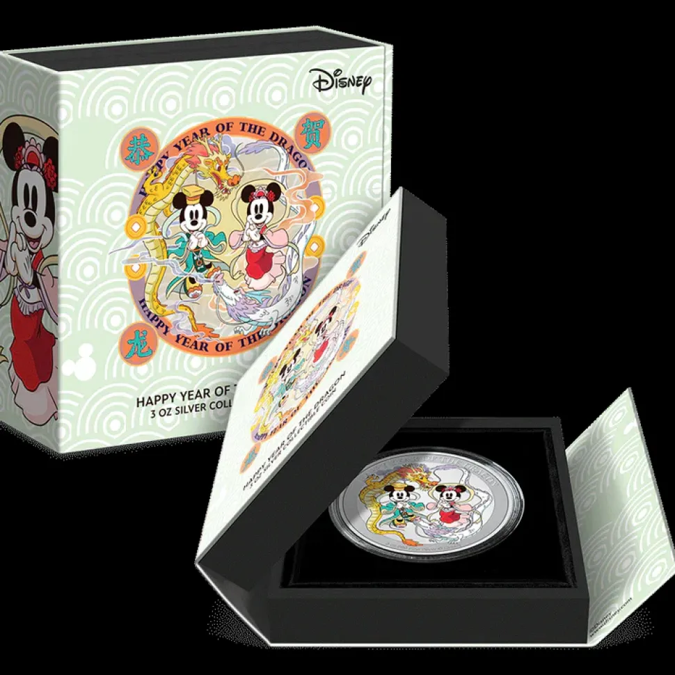 New Zealand Mint Disney Lunar – Happy Year of the Dragon 3oz Silver Coin