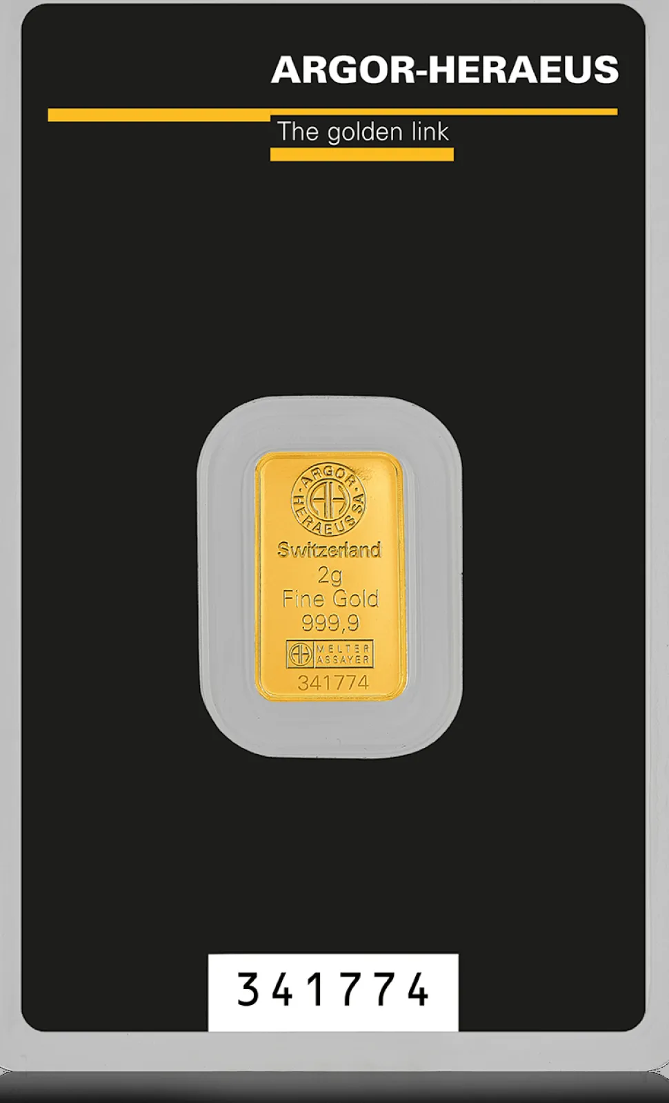 Argor Heraeus 2g gold bar Heraeus