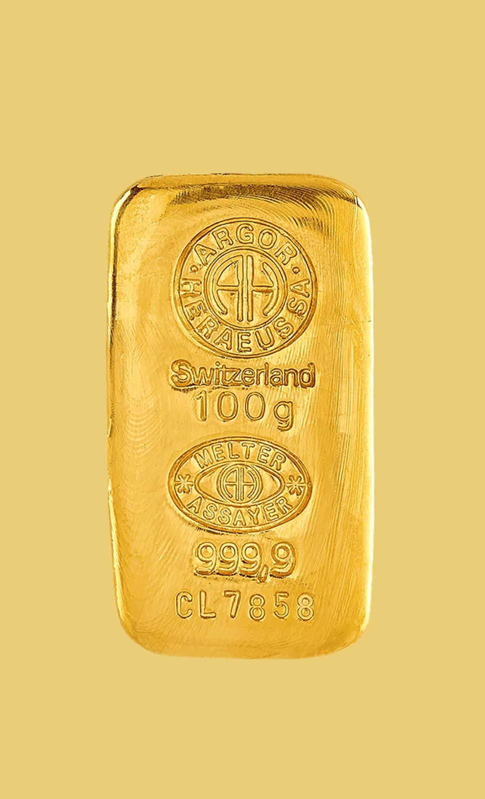 Argor Heraeus 100 g gold bar Heraeus (cast)