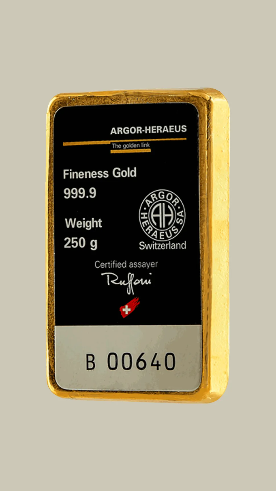 Argor Heraeus 250 g Heraeus Gold Bar