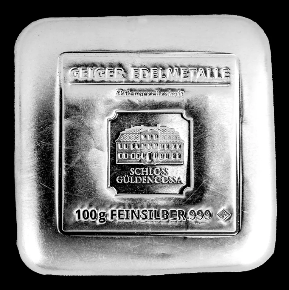 Geiger Edelmetalle 100g silver bar Geiger (cast)