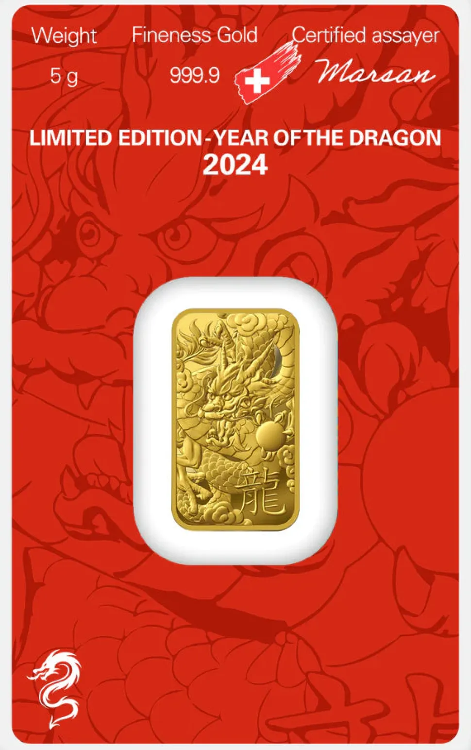 Argor Heraeus 5 g YEAR OF THE DRAGON 2024 - Limited Edition HERAEUS
