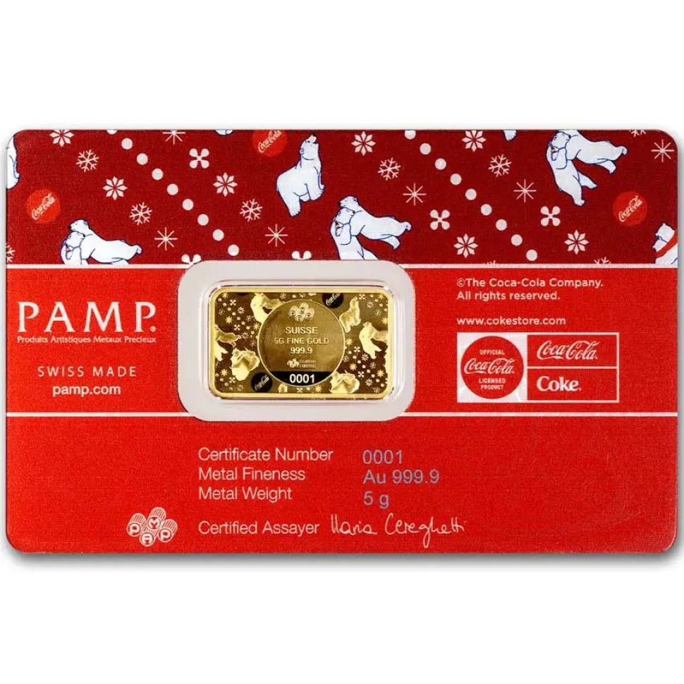 Pamp 5 gr. Gold Bar - Coca-Cola® Polar Bear