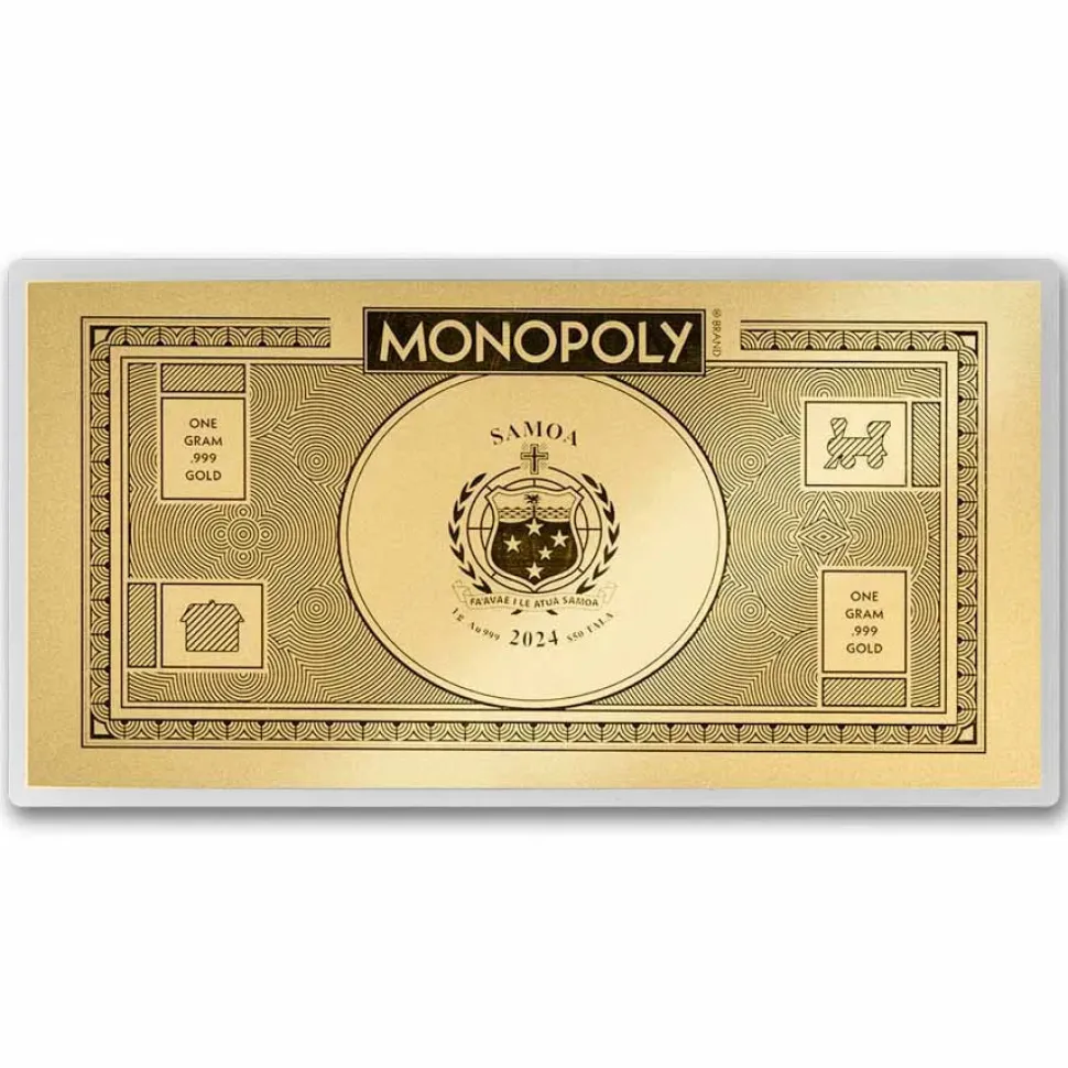 Diverse 1 gr. Monopoly Foil Gold Note 2024 Samoa