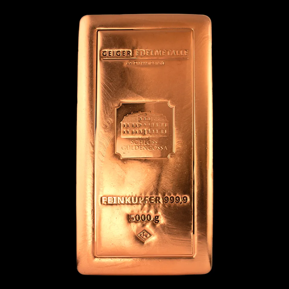 Geiger Edelmetalle 5kg Copper Bar Güldengossa (cast)