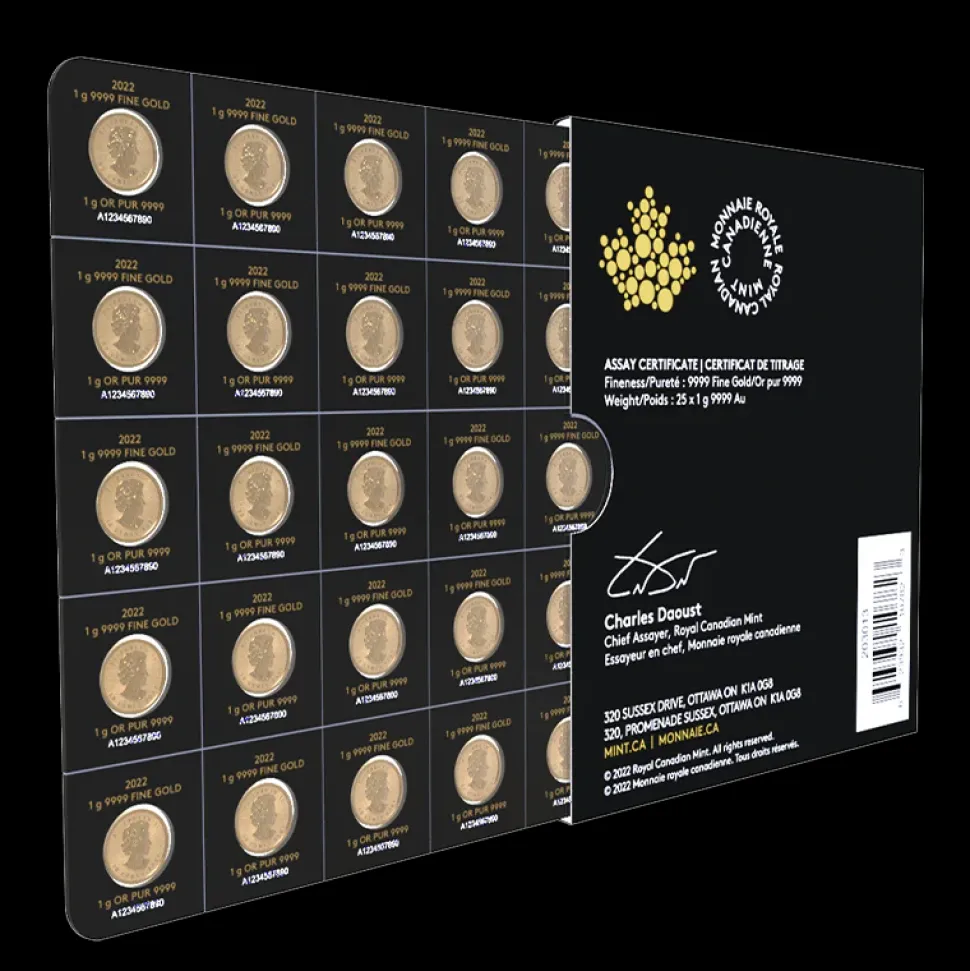 Royal Canadian Mint Maplegram - 25 x 1 g Maple Leaf 2022