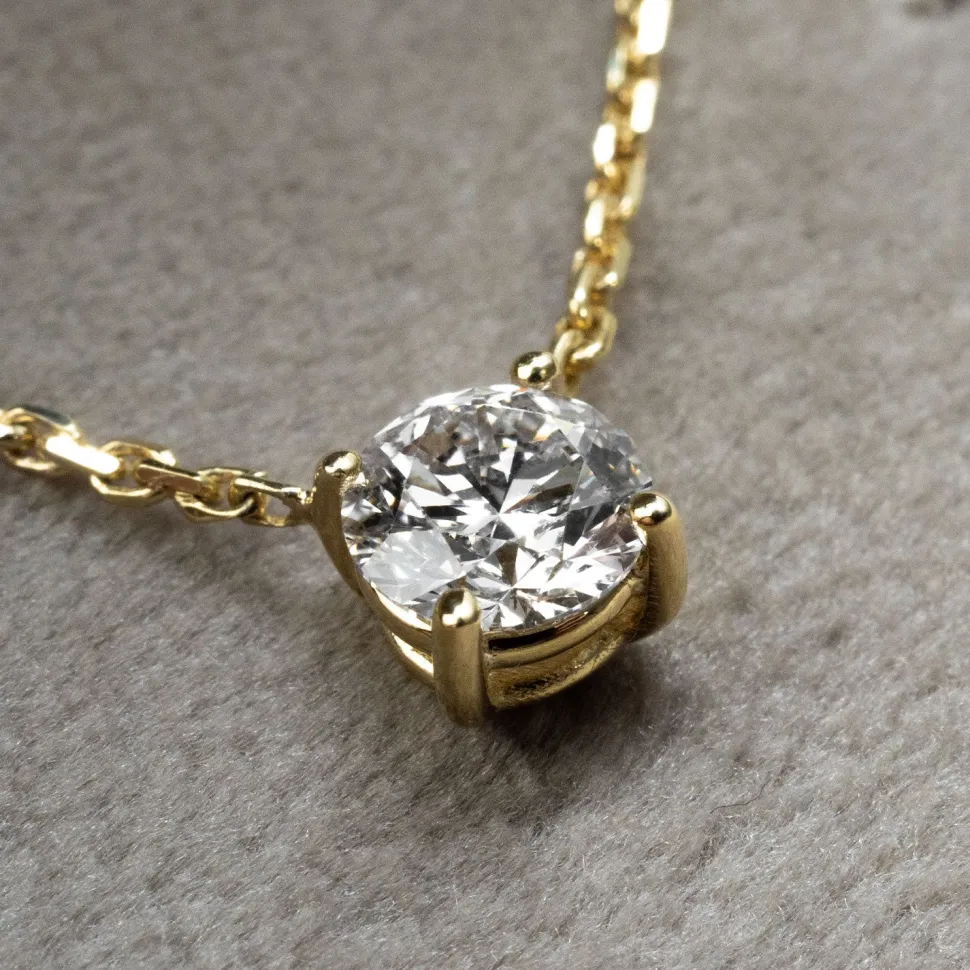IGI Necklace solitaire 750 yellow gold 1 brilliant 0.51ct. G/VS2 48cm