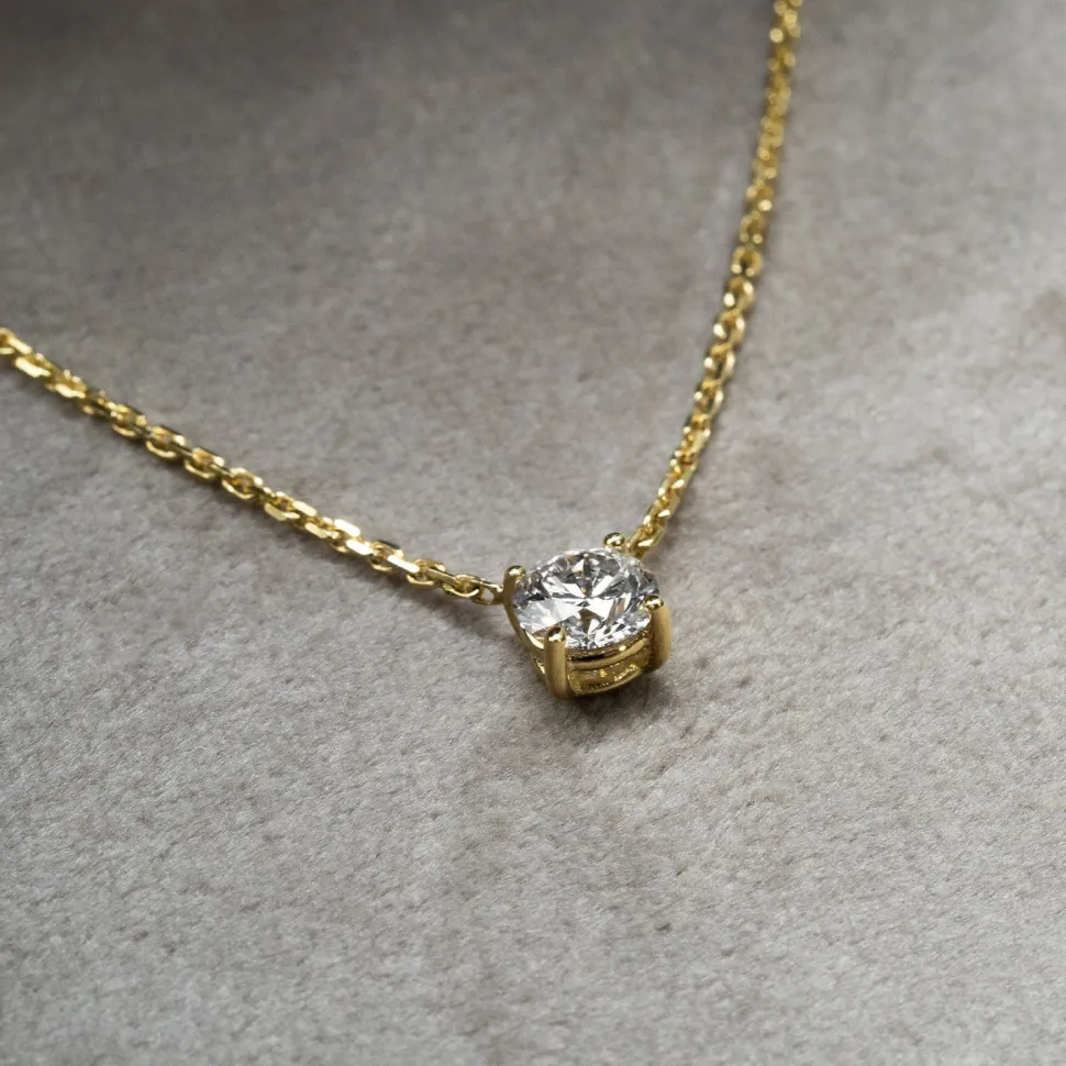 IGI Necklace solitaire 750 yellow gold 1 brilliant 0.51ct. G/VS2 48cm