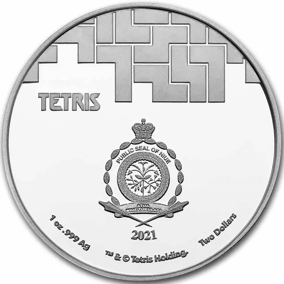 Diverse 2021 Niue 1 oz Silver $2 Tetris™ Cathedral in TEP (Colorized)