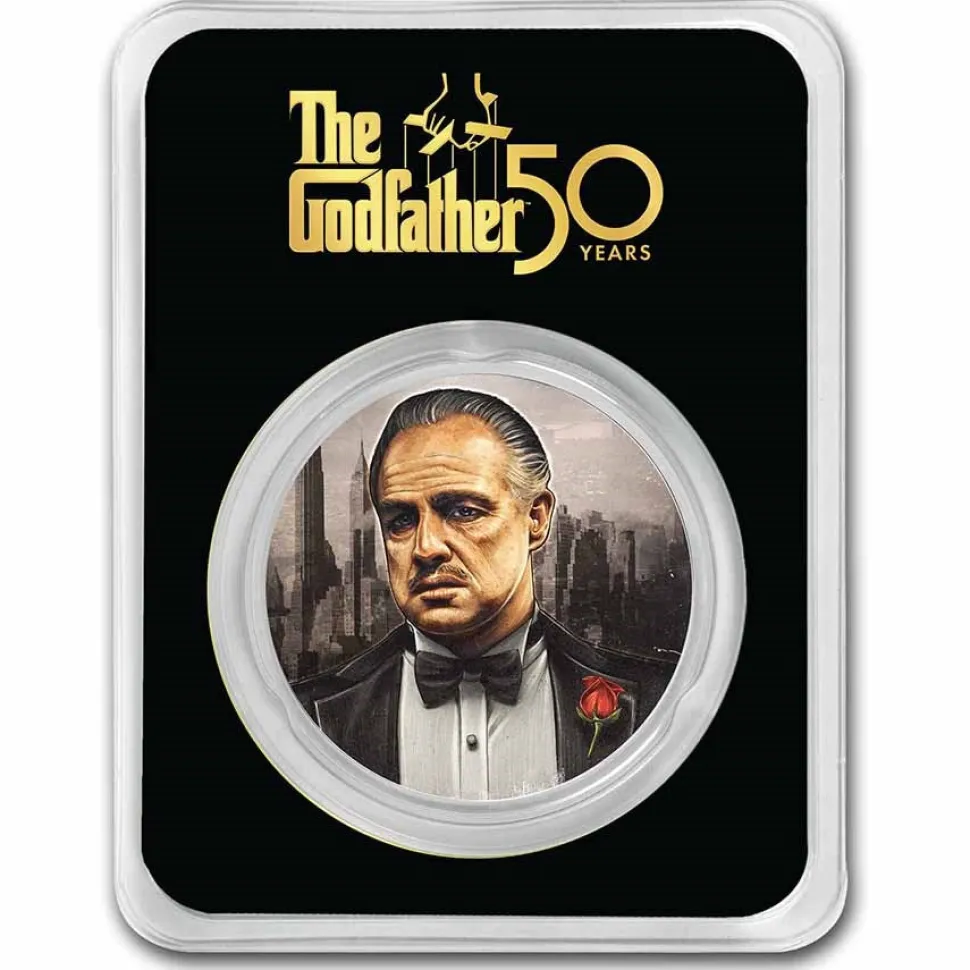 Diverse 2022 Niue Colorized 1 oz Ag $2 Godfather 50th Anniversary in TEP
