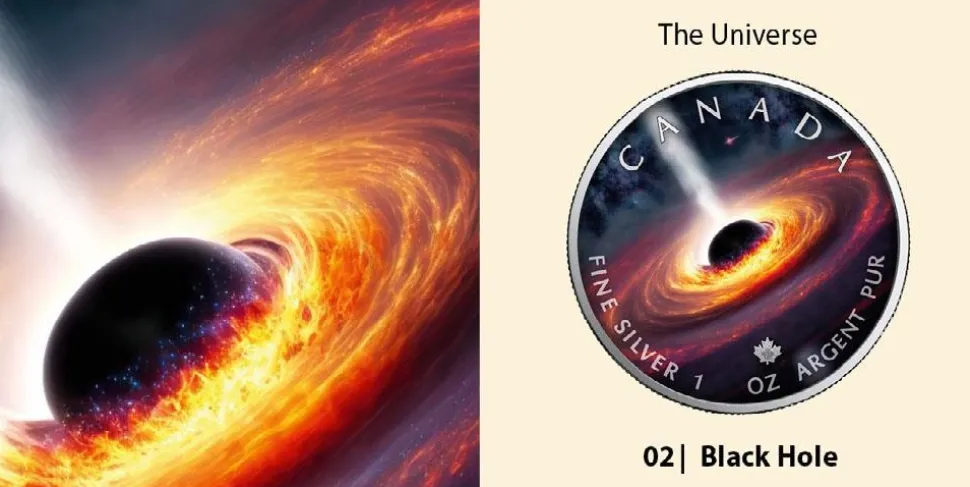 Royal Canadian Mint 1 ounce Silver Maple Leaf Black Hole 2023 The Universe (Mintage: 2,500)