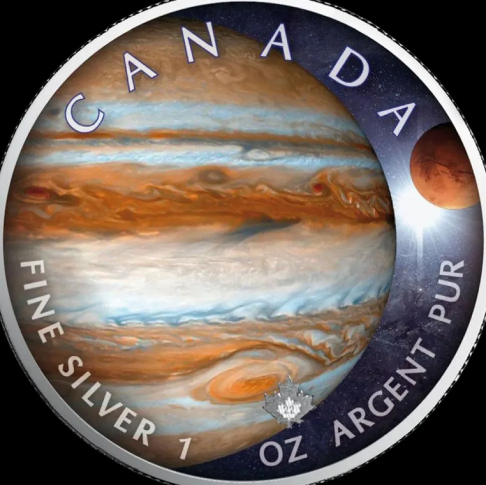 Royal Canadian Mint 1 ounce Silver Maple Leaf Solar System Jupiter 2022 (Mintage: 2,500)