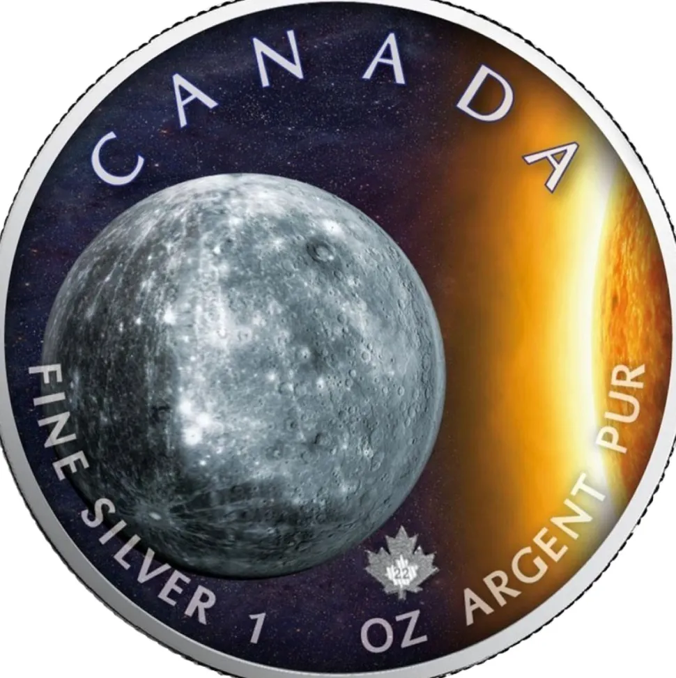Royal Canadian Mint 1 ounce Silver Maple Leaf Solar System Mercury 2022 (Mintage: 2,500)