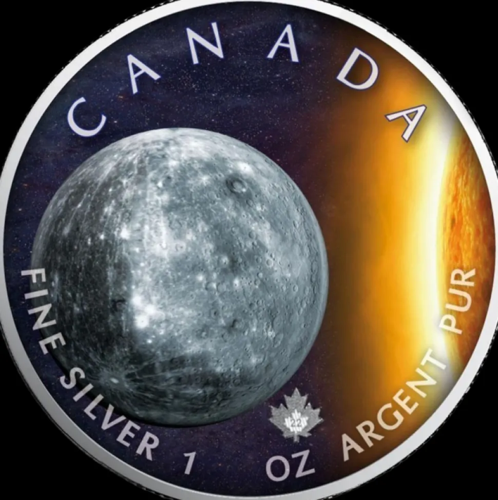 Royal Canadian Mint 1 ounce Silver Maple Leaf Solar System Mercury 2022 (Mintage: 2,500)