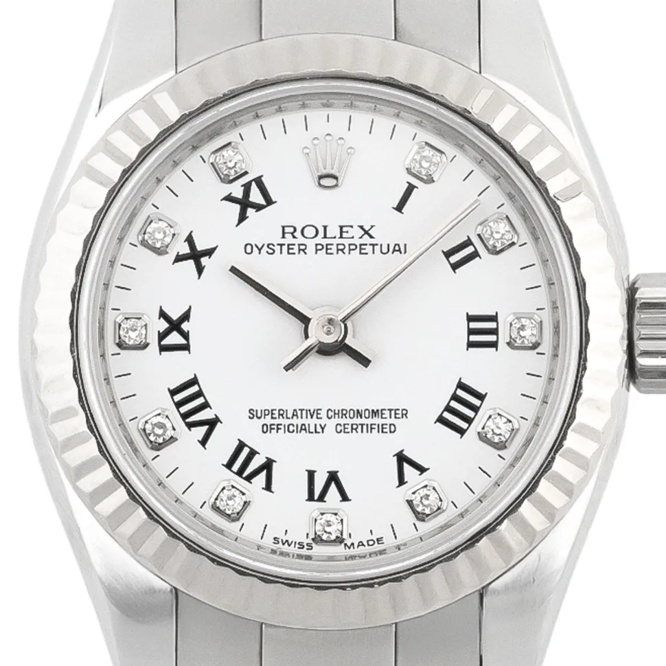 Rolex Oyster Perpetual 26mm White Roman Diamond Dial 2017 - 176234