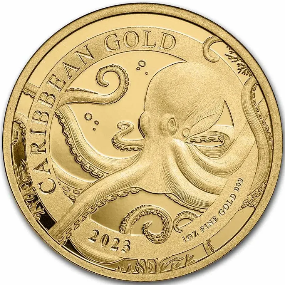 Diverse 1 oz Gold - Caribbean Octopus Barbados 2023 BU