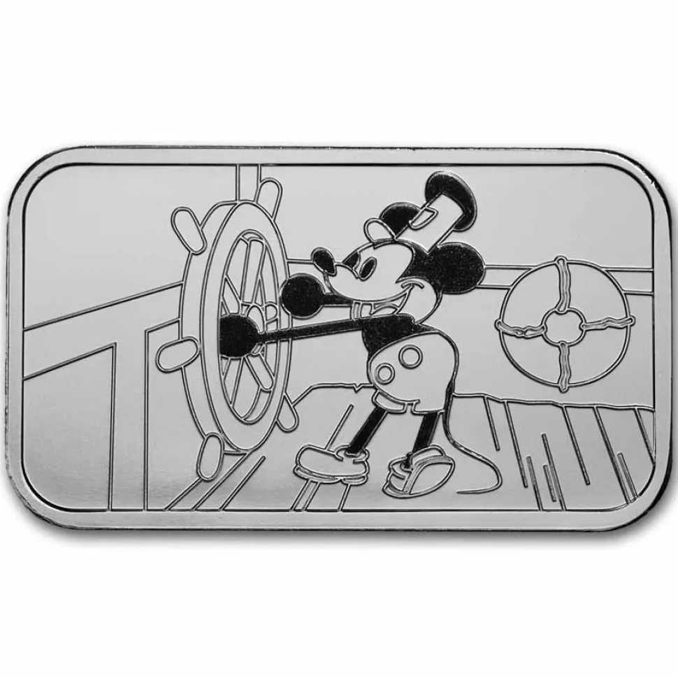 Diverse 1 oz Silver Bar - Steamboat Willie BU