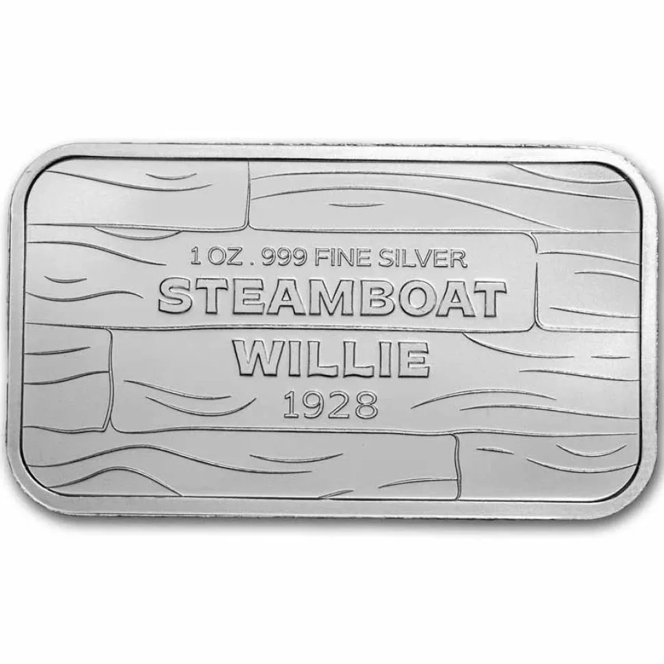 Diverse 1 oz Silver Bar - Steamboat Willie BU