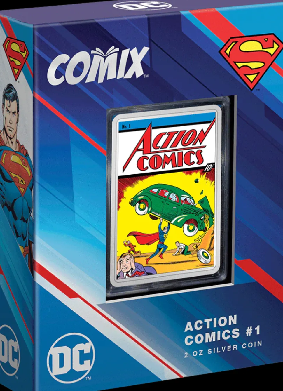 New Zealand Mint 2oz Silver Superman Action Comix 2023 PP (Edition: 1.000 | colored | Polished Plate)