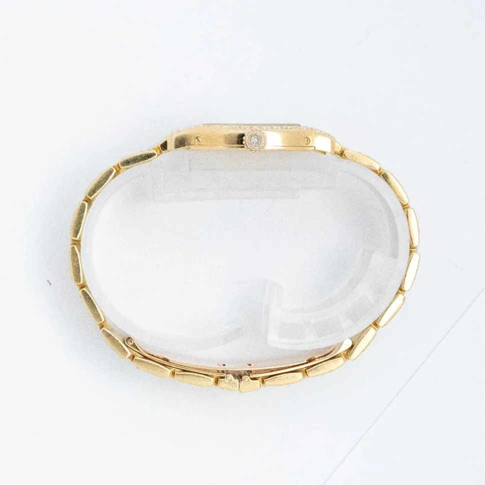 Cartier Rare Tortue Yellow Gold Mother of Pearl Factory Diamond Setting 1989