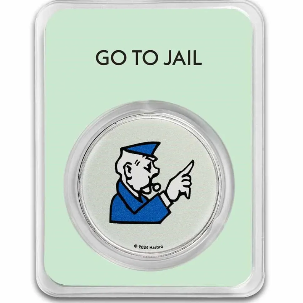 Diverse 2024 Samoa 1 oz Silver Monopoly Board Space: Go to Jail with TEP