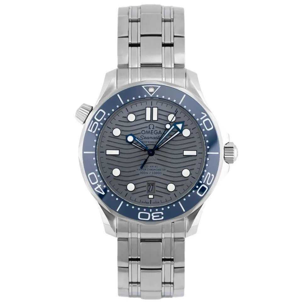 Omega Seamaster Diver 300M Blue Bezel Gray Dial 2018 - 210.30.42.20.06.001