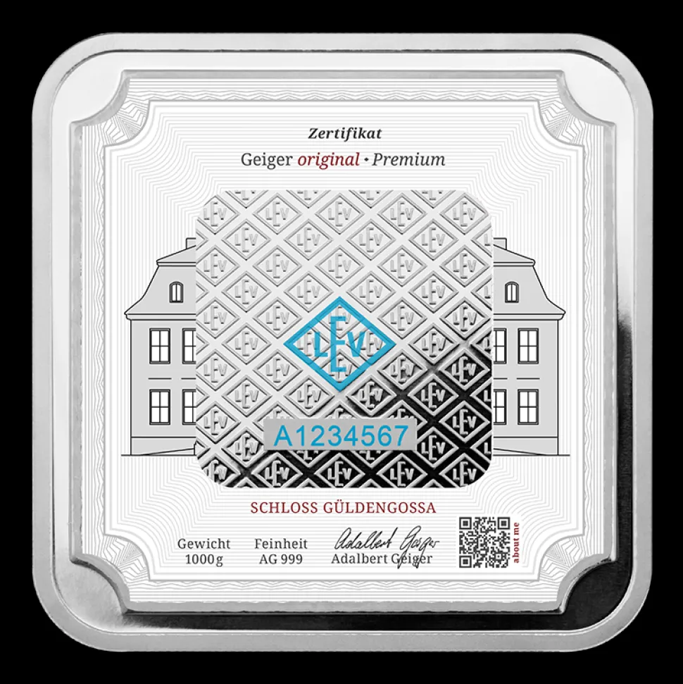 Geiger Edelmetalle Silver bars Geiger original - 1 kg .999 square