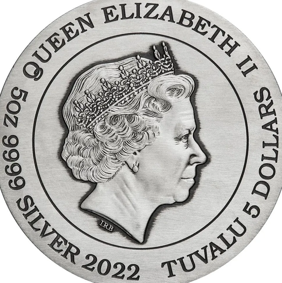 Perth Mint 5 Unze Silber Rising Phoenix 2022 AF (Auflage:388 | Antik Finish | coloriert)
